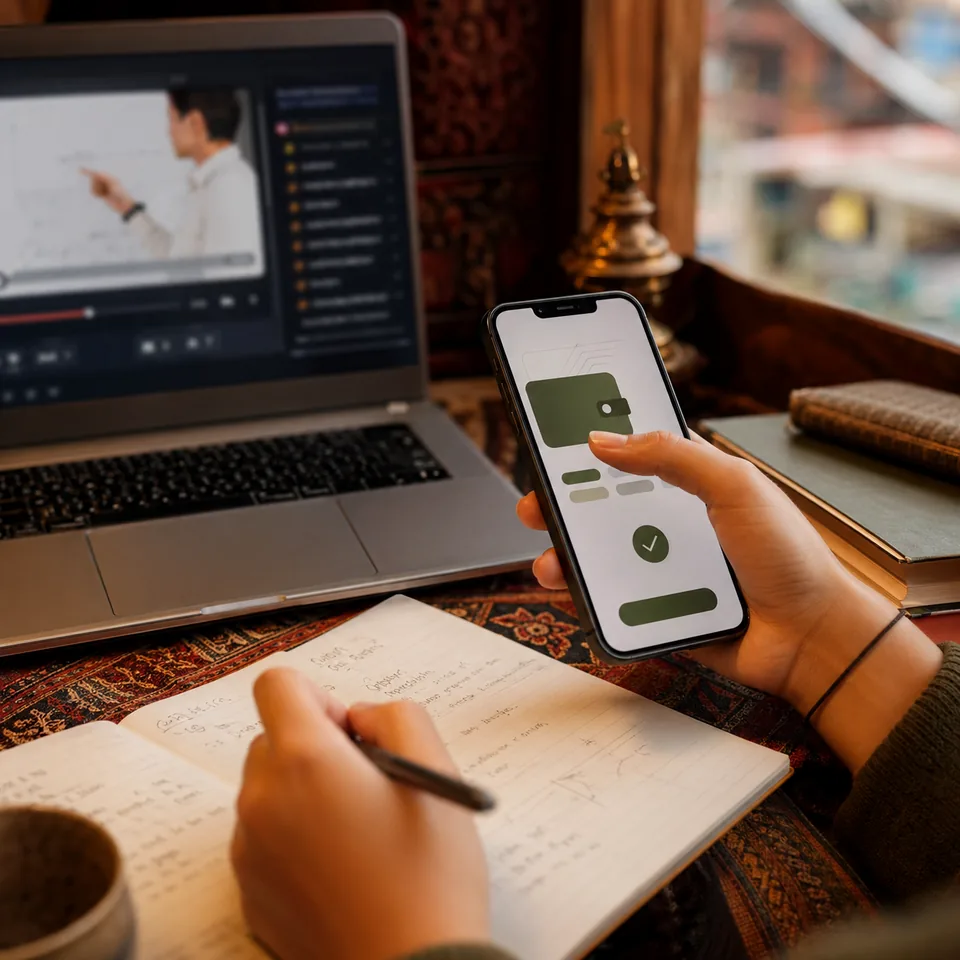 Animated course payment and learning moment